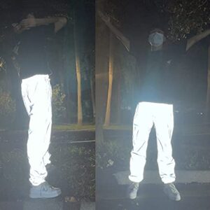 Reflective Pants Men Brand Hip Hop Dance Fluorescent Trousers Casual Harajuku Night Sporting Jogger Pants Gray (S)