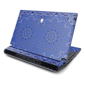 mightyskins skin compatible with alienware area-51m 17" (2019) - blue bandana | protective, durable, and unique vinyl decal wrap cover | easy to apply, remove, and change styles | made in the usa