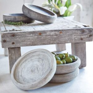 Santa Barbara Design Studio Table Sugar Paulownia Wood Bowl, Small, Grey