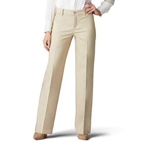 lee women's ultra lux comfort with flex motion trouser pant bungalow khaki 14 medium