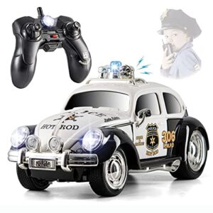 top race remote control police car, with lights and sirens | rc police car for kids | easy to control, rubber tires, heavy duty old fashioned style