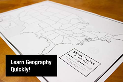 Educational Blank Outline Maps, 2-Sided World & US, 17” x 11”, 50-Pack | Great Blank Map Worksheets for Classroom or Home Study | Laminated Answer Sheet Included | Map Packs are Perfect Desk Size