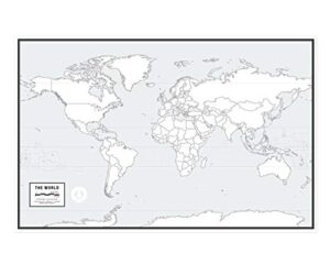 large blank world outline map poster, laminated, 36” x 24” | great blank wall map for classroom or home study | free dry erase marker included | includes detailed laminated answer sheet | learn fast!