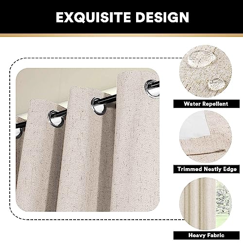 Primitive Textured Linen 100% Blackout Curtains for Bedroom/Living Room Energy Saving Window Treatment Curtain Drapes, Burlap Fabric with White Thermal Insulated Liner (2 Panels, 52 x 84 in, Natural)