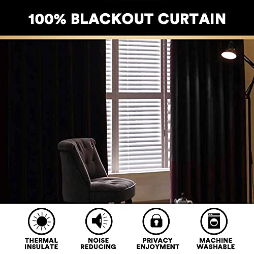 PrinceDeco Primitive Textured Linen 100% Blackout Curtains for Bedroom/Living Room Energy Saving Window Treatment Curtain Drapes, Burlap Fabric with White Thermal Insulated Liner (52 x 54in, Natural)