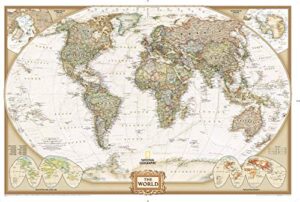 national geographic world executive wall map - antique style - 36 x 24 inches - art quality print