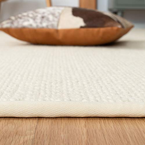 SAFAVIEH Palm Beach Collection Area Rug - 9' x 12', Ivory, Hand-Knotted Sisal & Wool, Ideal for High Traffic Areas in Living Room, Bedroom (PAB617A)