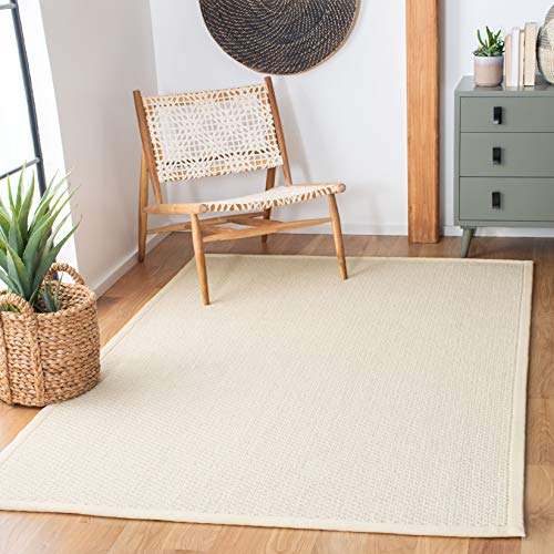 SAFAVIEH Palm Beach Collection Area Rug - 9' x 12', Ivory, Hand-Knotted Sisal & Wool, Ideal for High Traffic Areas in Living Room, Bedroom (PAB617A)