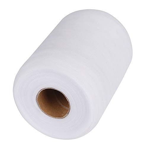 Tulle Roll Spool Fabric for Sewing, Table Skirt and Wedding Decoration, 6 Inches by 100 Yards!(White)