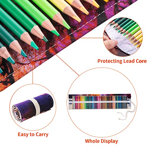SJ STAR-JOY 72 Colored Pencils for Adults Coloring Book, Artist Colored Pencil Set, Oil based Colored Pencil, Handmade Canvas Pencil Wrap, Extra Accessories, Holiday Gift