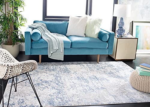 SAFAVIEH Amelia Collection Area Rug - 10' x 14', Grey & Blue, Modern Abstract Design, Non-Shedding & Easy Care, Ideal for High Traffic Areas in Living Room, Bedroom (ALA705F)