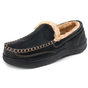 ultraideas men's venetian slipper indoor/outdoor house shoe with memory foam comfort (black/ink, size 10)