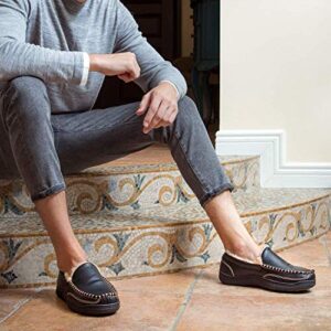 ULTRAIDEAS Men's Venetian Slipper Indoor/Outdoor House Shoe with Memory Foam Comfort (Black/Ink, Size 10)
