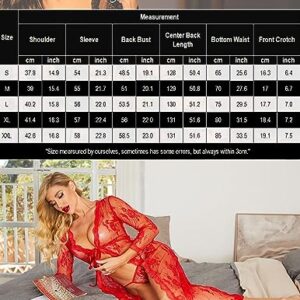 Avidlove Sexy Lingerie Robe for Women Lace Kimono Gown Bridal Babydoll Linngerie Red, M