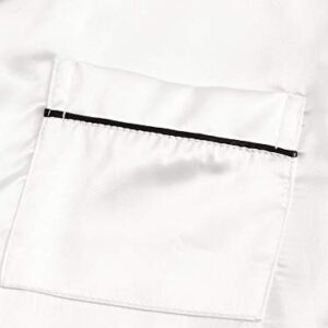 SweatyRocks Women's Short Sleeve Sleepwear Button Down Satin 2 Piece Pajama Set White Medium