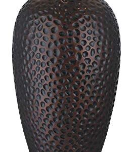 Franklin Iron Works Kaly Rustic Traditional Table Lamps 25" High Set of 2 with USB Charging Port Hammered Oil Rubbed Bronze Faux Leather Drum Shade for Living Room Desk Bedroom House Bedside