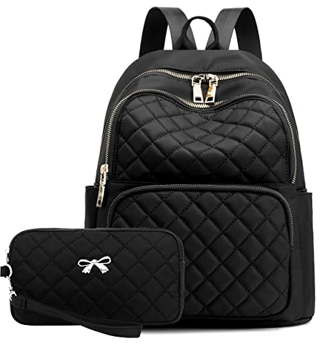 Wraifa Waterproof Oxford Small Backpack Purse for Women Mini Fashion Ladies Travel Shoulder Bag（quilted backpack with purse）