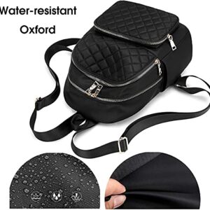 Wraifa Waterproof Oxford Small Backpack Purse for Women Mini Fashion Ladies Travel Shoulder Bag（quilted backpack with purse）