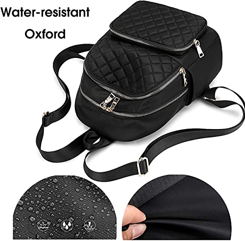 Wraifa Waterproof Oxford Small Backpack Purse for Women Mini Fashion Ladies Travel Shoulder Bag（quilted backpack with purse）