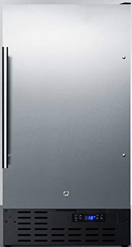 Summit Appliance FF1843BSSADA ADA Compliant 18" Wide Built-in Undercounter All-refrigerator with Stainless Steel Door, Black Cabinet, Digital Thermostat, Automatic Defrost and Front Lock