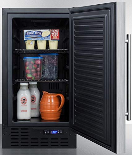 Summit Appliance FF1843BSSADA ADA Compliant 18" Wide Built-in Undercounter All-refrigerator with Stainless Steel Door, Black Cabinet, Digital Thermostat, Automatic Defrost and Front Lock