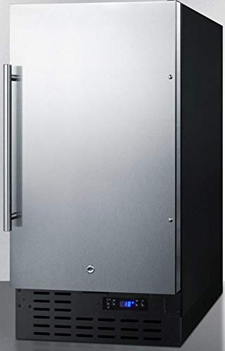 Summit Appliance FF1843BSSADA ADA Compliant 18" Wide Built-in Undercounter All-refrigerator with Stainless Steel Door, Black Cabinet, Digital Thermostat, Automatic Defrost and Front Lock