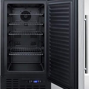 Summit Appliance FF1843BSSADA ADA Compliant 18" Wide Built-in Undercounter All-refrigerator with Stainless Steel Door, Black Cabinet, Digital Thermostat, Automatic Defrost and Front Lock