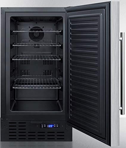 Summit Appliance FF1843BSSADA ADA Compliant 18" Wide Built-in Undercounter All-refrigerator with Stainless Steel Door, Black Cabinet, Digital Thermostat, Automatic Defrost and Front Lock