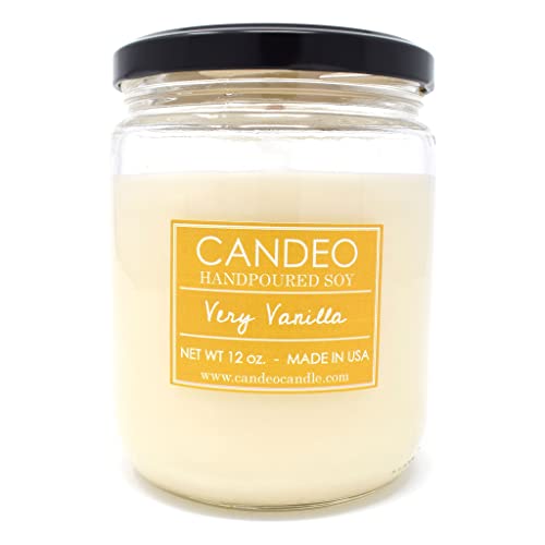 Candeo Candle Very Vanilla Soy Jar Candle, 12 oz - Highly Scented - Made with Soy Wax - Handmade in The USA