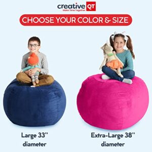 Creative QT Stuff ’n Sit Extra Large 38’’ Bean Bag Storage Cover for Stuffed Animals & Toys – Dinosaur Print – Toddler & Kids’ Rooms Organizer – Giant Beanbag Great Plush Toy Hammock Alternative