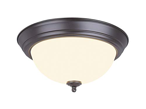 Aspen Creative Bronze 63017-21 LED Flush Mount Ceiling Light Fixture, Transitional Design Finish, Frosted Glass Shade, 11" Diameter, 1-Pack