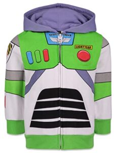 disney pixar toy story buzz lightyear toddler boys fleece zip up hoodie green 3t