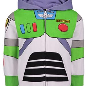 Disney Pixar Toy Story Buzz Lightyear Toddler Boys Fleece Zip Up Hoodie Green 3T