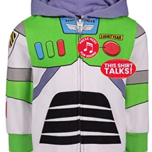 Disney Pixar Toy Story Buzz Lightyear Toddler Boys Fleece Zip Up Hoodie Green 3T