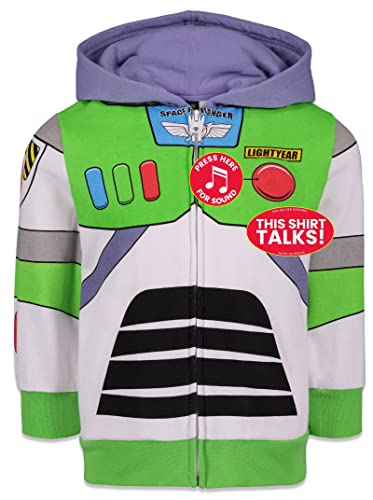 Disney Pixar Toy Story Buzz Lightyear Toddler Boys Fleece Zip Up Hoodie Green 3T