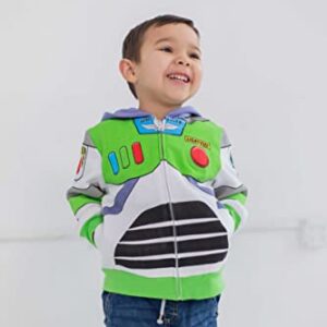 Disney Pixar Toy Story Buzz Lightyear Toddler Boys Fleece Zip Up Hoodie Green 3T