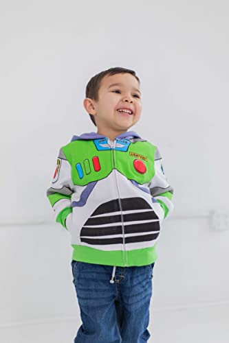 Disney Pixar Toy Story Buzz Lightyear Toddler Boys Fleece Zip Up Hoodie Green 3T