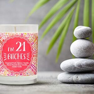 I'm 21 | Tropical Fruit, Spice, Vanilla | Scented Soy Candles | 10 Oz. Jar Candle | Made in USA | Decorative Aromatherapy | 21 Year Old Birthday Gifts | 21st Birthday Candles