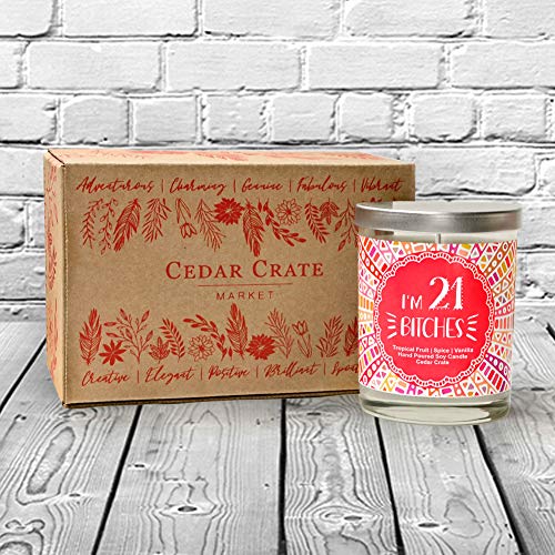 I'm 21 | Tropical Fruit, Spice, Vanilla | Scented Soy Candles | 10 Oz. Jar Candle | Made in USA | Decorative Aromatherapy | 21 Year Old Birthday Gifts | 21st Birthday Candles