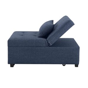 Powell Furniture Linon Boone Upholstered Convertible Sofa Bed in Blue