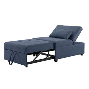 Powell Furniture Linon Boone Upholstered Convertible Sofa Bed in Blue