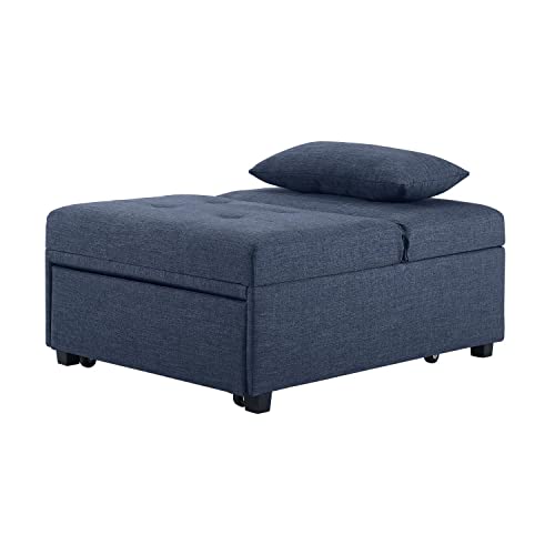 Powell Furniture Linon Boone Upholstered Convertible Sofa Bed in Blue