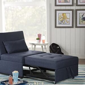 Powell Furniture Linon Boone Upholstered Convertible Sofa Bed in Blue