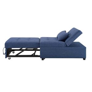 Powell Furniture Linon Boone Upholstered Convertible Sofa Bed in Blue