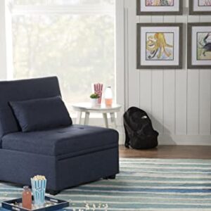 Powell Furniture Linon Boone Upholstered Convertible Sofa Bed in Blue