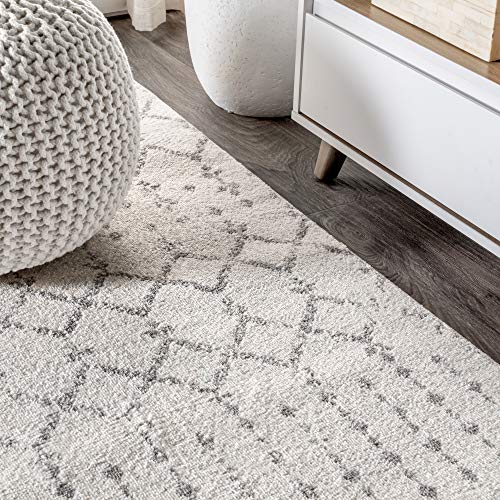 JONATHAN Y MOH101B-4 Moroccan Hype Boho Vintage Diamond 4 ft. x 6 ft. Area Rug, Bohemian, Southwestern, Casual, Transitional, Pet Friendly, Non Shedding, Stain Resistant, Easy-Cleaning, Cream/Gray