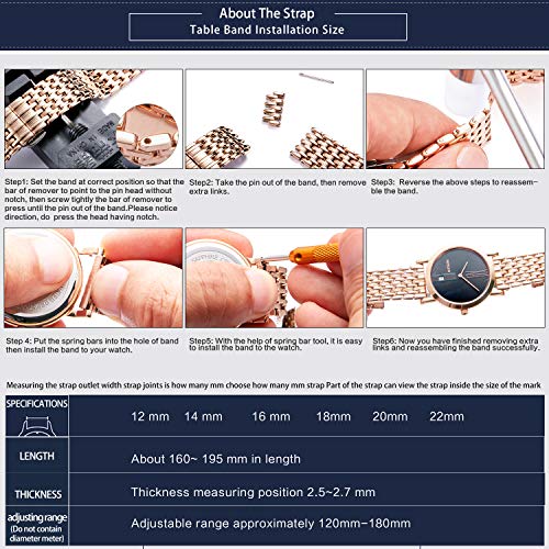 BINLUN Ultra Thin Mesh Stainless Steel Watch Band Light Watch Strap Polished Watch Bracelets Replacement 12mm/14mm/16mm/18mm/20mm/22mm for Men Women with Butterfly Buckle(Silver and Rose Gold,18mm)