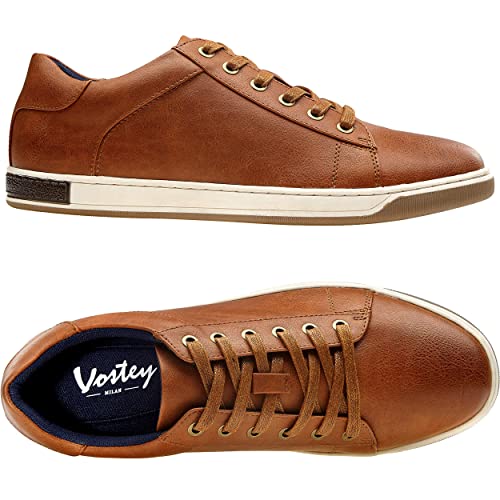 Vostey Men's Sneakers Fashion Brown Casual Shoes Dress Sneaker Oxford Shoes(B81Q13 Yellow Brown 10)