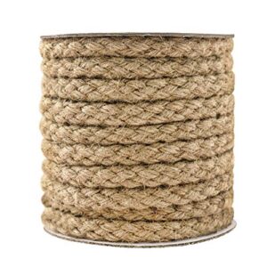tenn well braided jute rope, 25 feet 11mm thick twine rope for crafting, cat scratching, gardening, bundling and macrame projects
