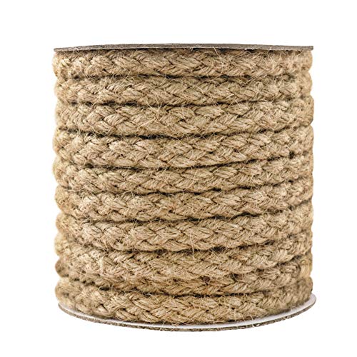 Tenn Well Braided Jute Rope, 25 Feet 11mm Thick Twine Rope for Crafting, Cat Scratching, Gardening, Bundling and Macrame Projects